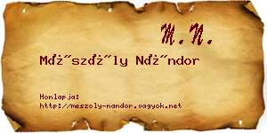 Mészöly Nándor névjegykártya
